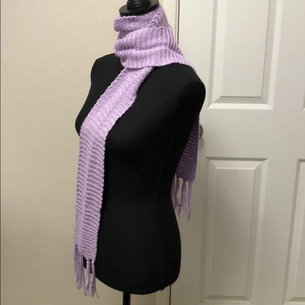 Lavender Handmade Knitted Scarf - Picture 3 of 4